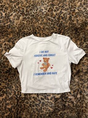 White Graphic Tee with Teddy